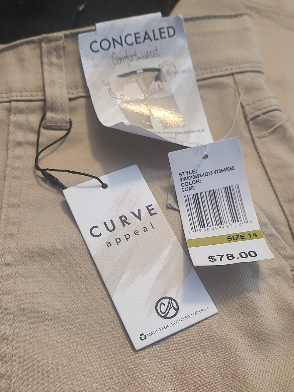 Womens Concealed Comfort Waist Pants SZ 14